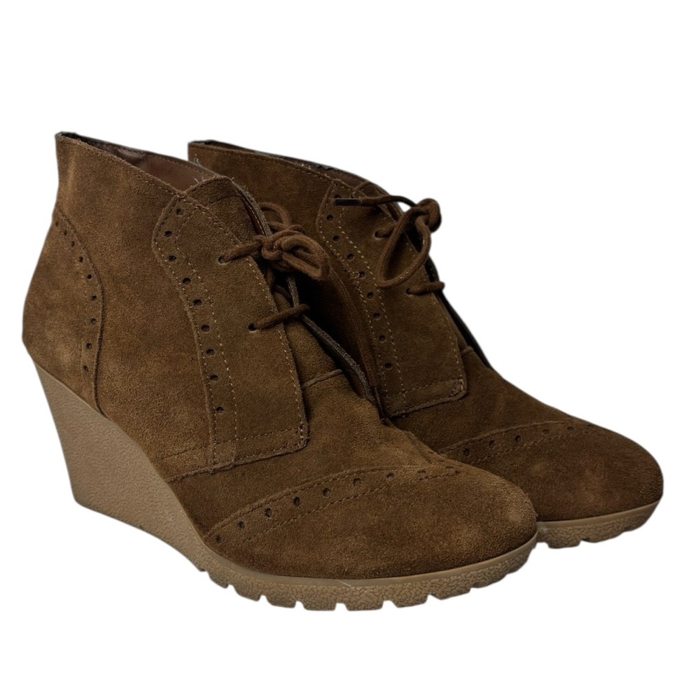 MIA Brown Suede Wedge Ankle Boots
